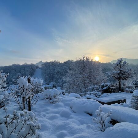 Winterwunderland auf der Bergterrasse
